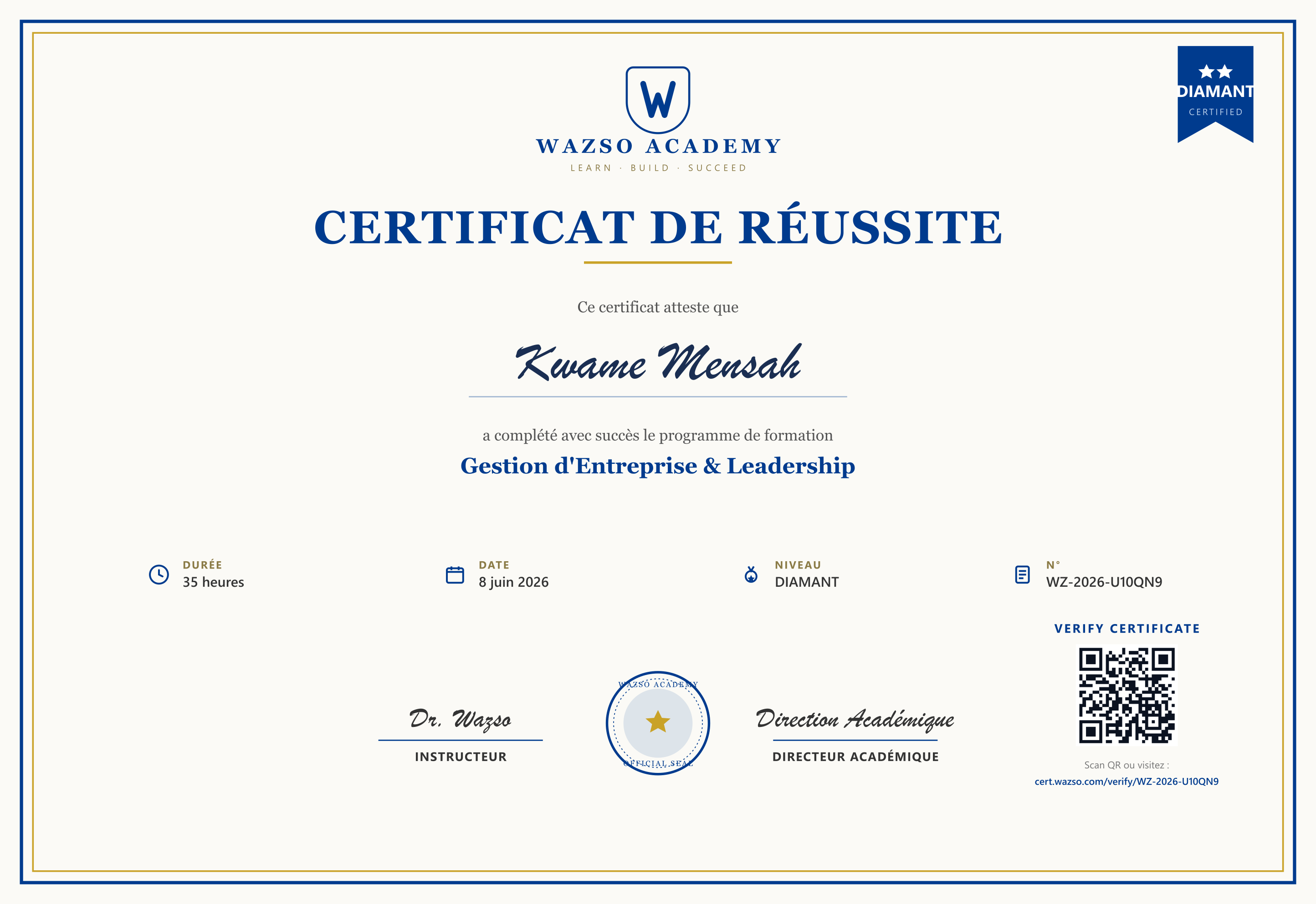 Certificat 🎓 Université